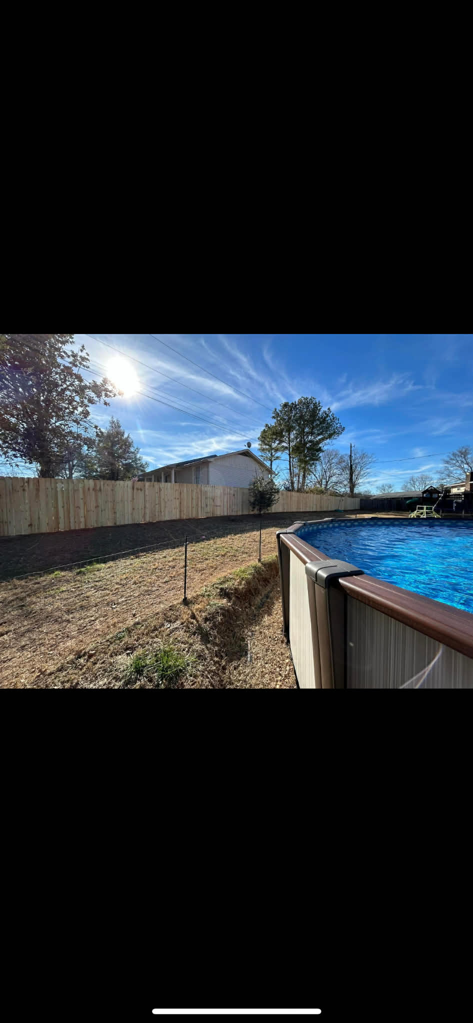 Wood Privacy Fence by Pool