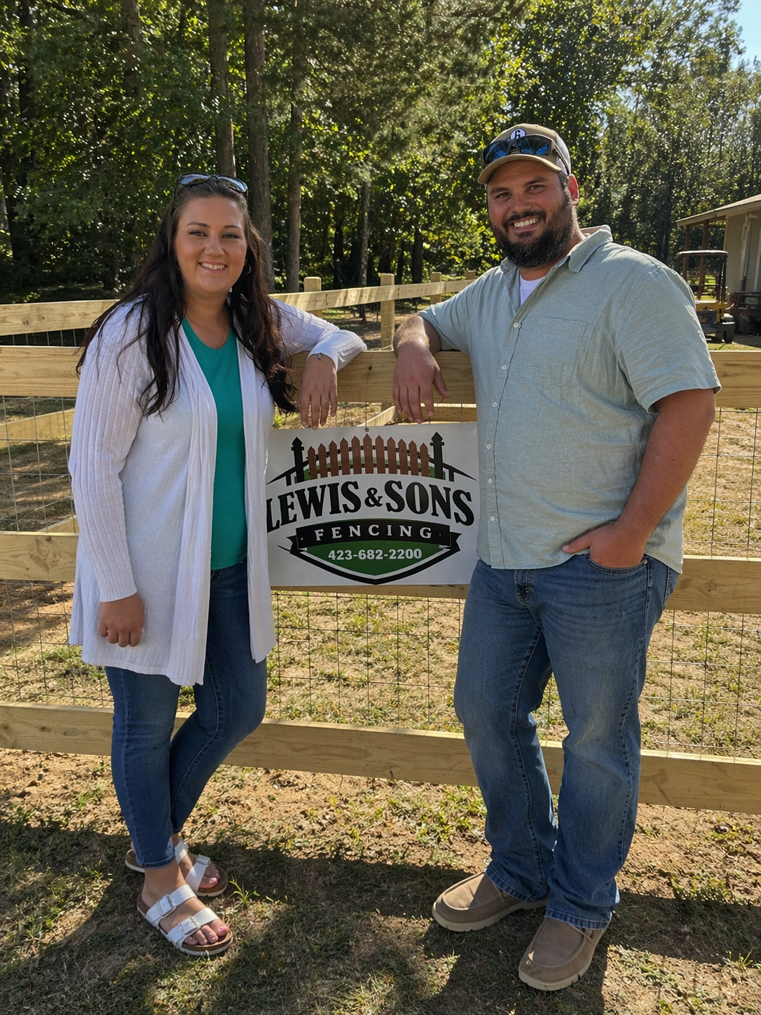 Hailey and Cody Lewis — owners and founders of Lewis & Son's LLC fencing contractor in Chattanooga TN